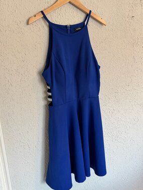 Royal Blue Peekaboo Waist Skater Dress